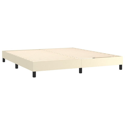 Box Spring Postel S Matrací A Led Krémová 180X200Cm Umělá Kůže
