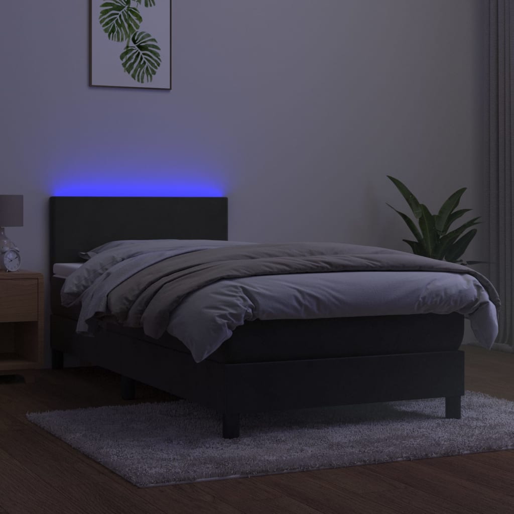 Box Spring Postel S Matrací A Led Tmavě Šedá 80 X 200 Cm Samet