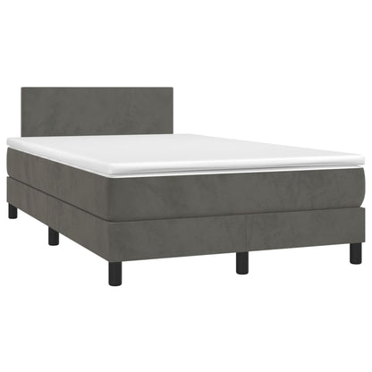 Box Spring Postel S Matrací A Led Tmavě Šedá 120X200 Cm Samet