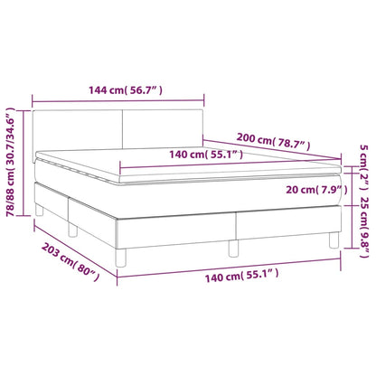 Box Spring Postel S Matrací A Led Tmavě Modrá 140X200 Cm Samet