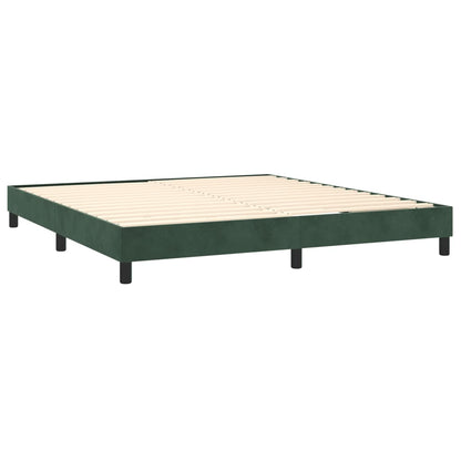 Box Spring Postel S Matrací A Led Tmavě Zelená 160X200 Cm Samet
