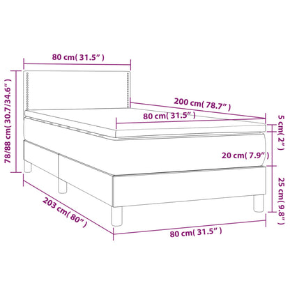 Box Spring Postel S Matrací A Led Světle Šedá 80 X 200 Cm Samet