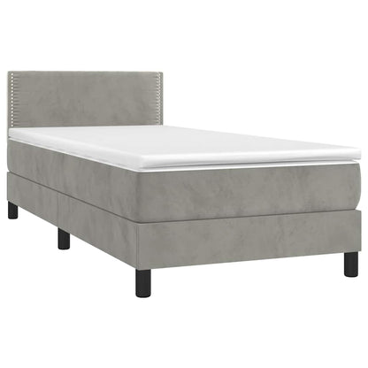 Box Spring Postel S Matrací A Led Světle Šedá 90X190 Cm Samet
