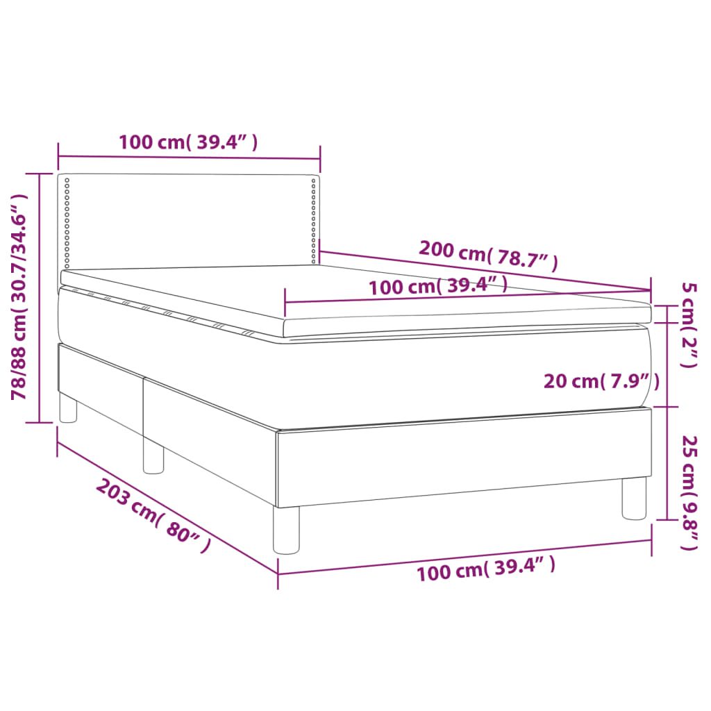 Box Spring Postel S Matrací A Led Tmavě Zelená 100X200 Cm Samet