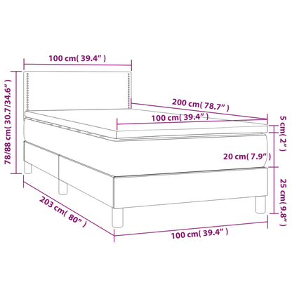 Box Spring Postel S Matrací A Led Tmavě Zelená 100X200 Cm Samet