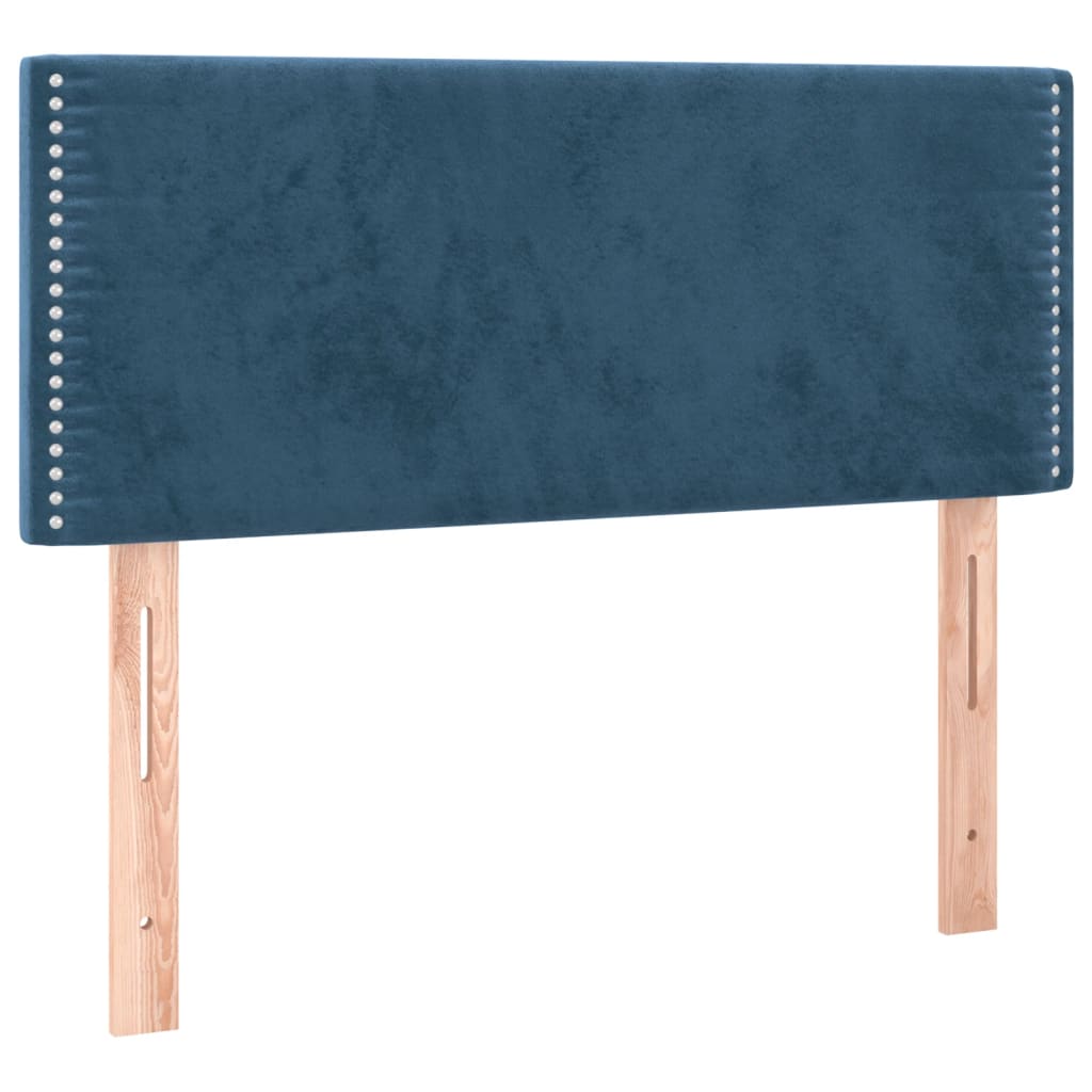 Box Spring Postel S Matrací A Led Tmavě Modrá 100X200 Cm Samet