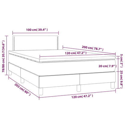 Box Spring Postel S Matrací A Led Tmavě Šedá 120X200 Cm Samet