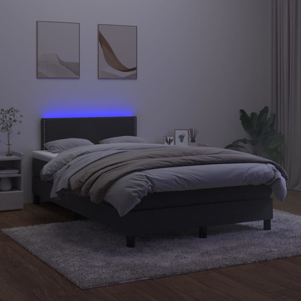 Box Spring Postel S Matrací A Led Černá 120X200 Cm Samet