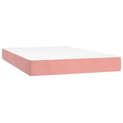 Box Spring Postel S Matrací A Led Růžová 120X200 Cm Samet