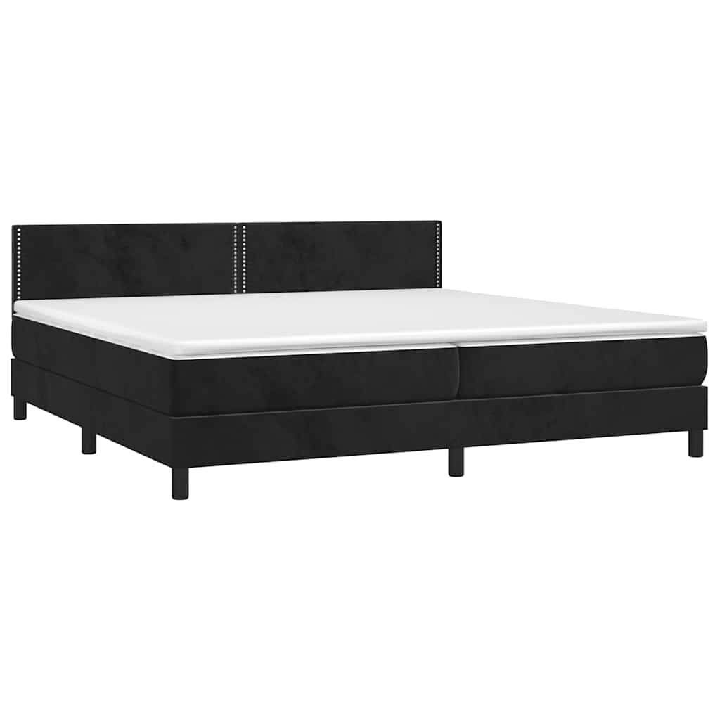 Box Spring Postel S Matrací A Led Černá 200X200 Cm Samet