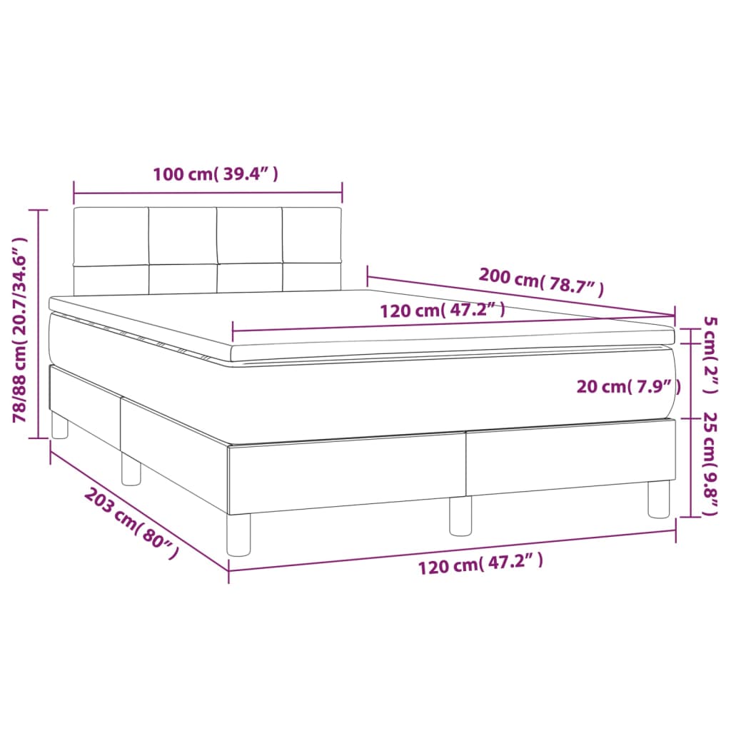 Box Spring Postel S Matrací A Led Samet Tmavě Šedá