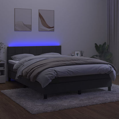Box Spring Postel S Matrací A Led Samet Tmavě Šedá