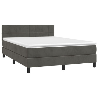 Box Spring Postel S Matrací A Led Samet Tmavě Šedá