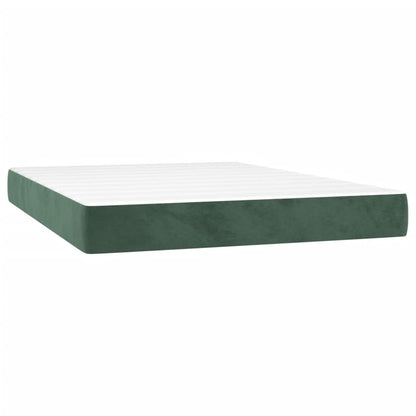 Box Spring Postel S Matrací A Led Tmavě Zelená 140X190 Cm Samet