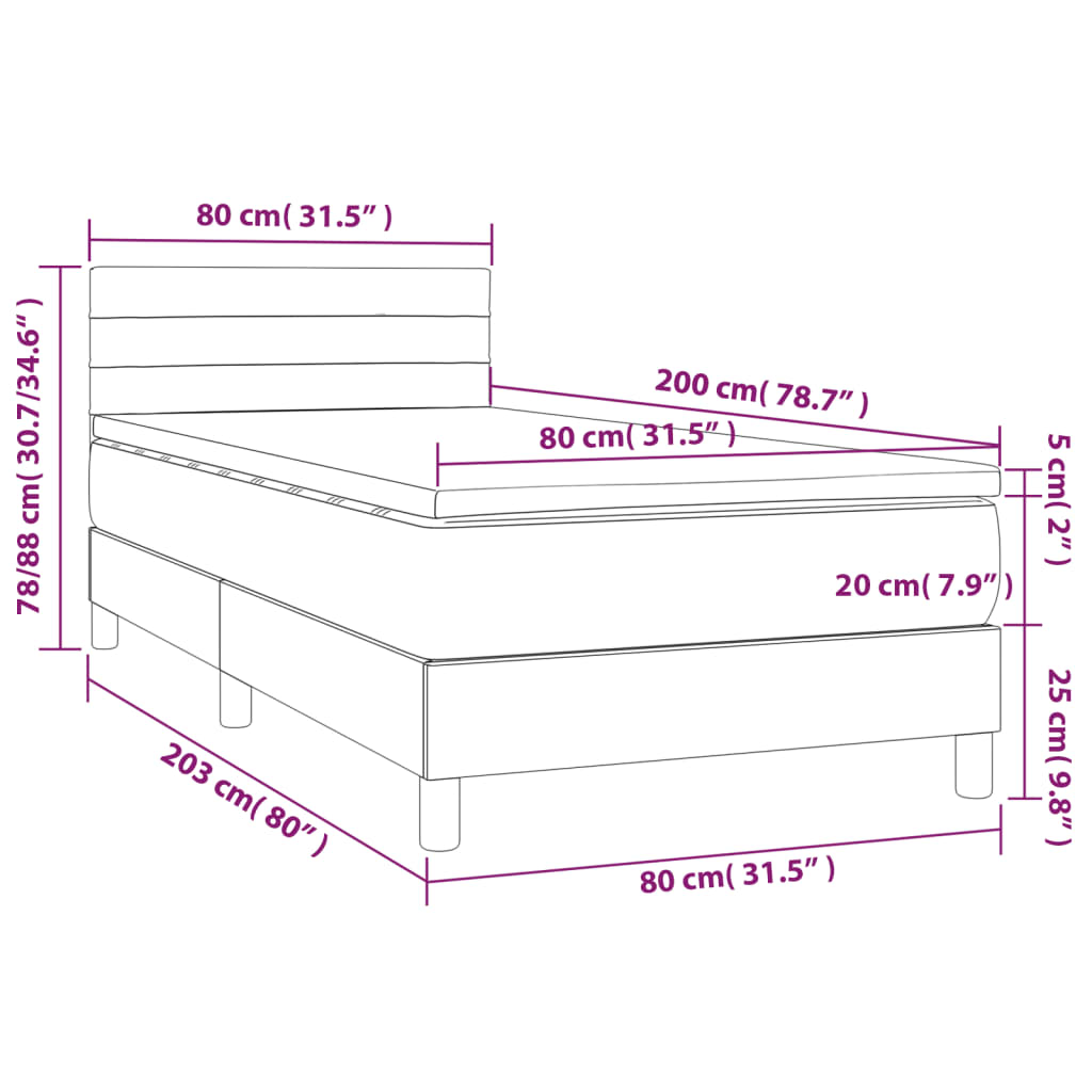 Box Spring Postel S Matrací A Led Samet Tmavě Šedá