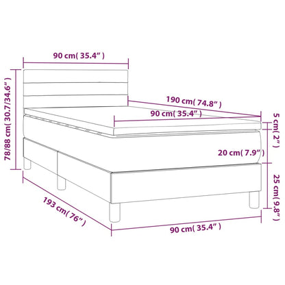 Box Spring Postel S Matrací A Led Samet Tmavě Šedá