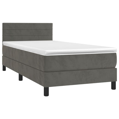 Box Spring Postel S Matrací A Led Samet Tmavě Šedá