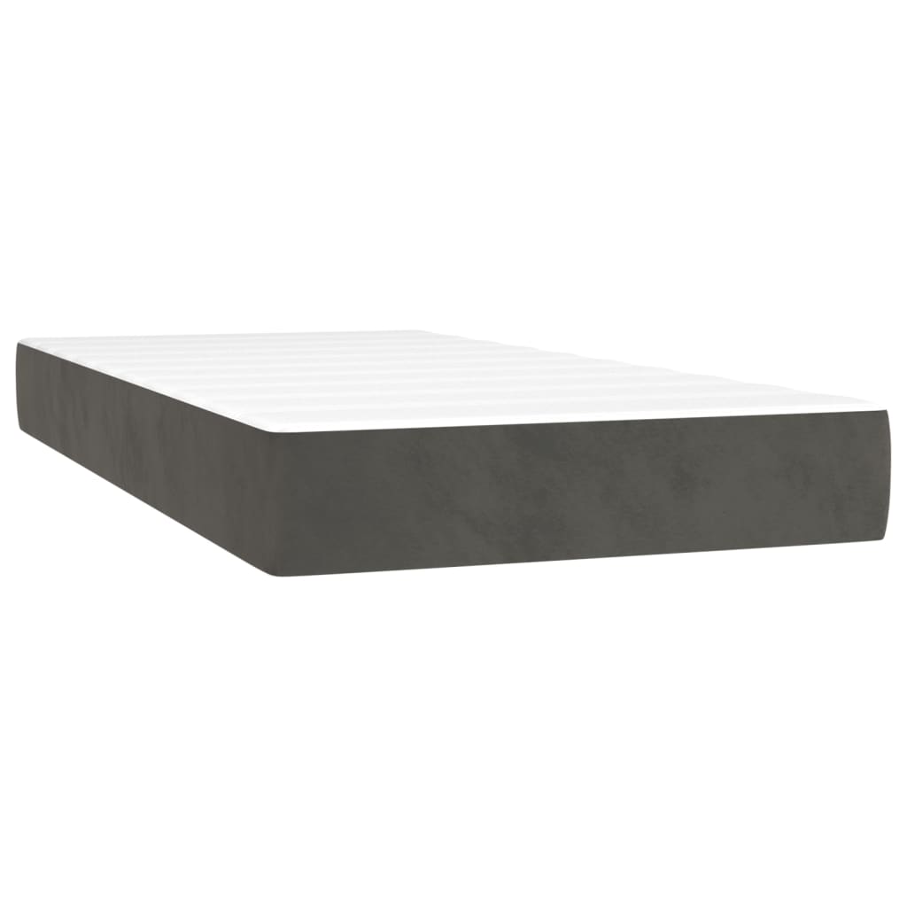 Box Spring Postel S Matrací A Led Samet Tmavě Šedá