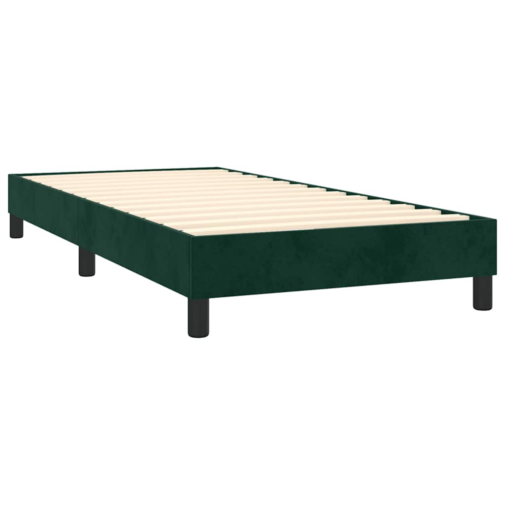 Box Spring Postel S Matrací A Led Tmavě Zelená 90X200 Cm Samet