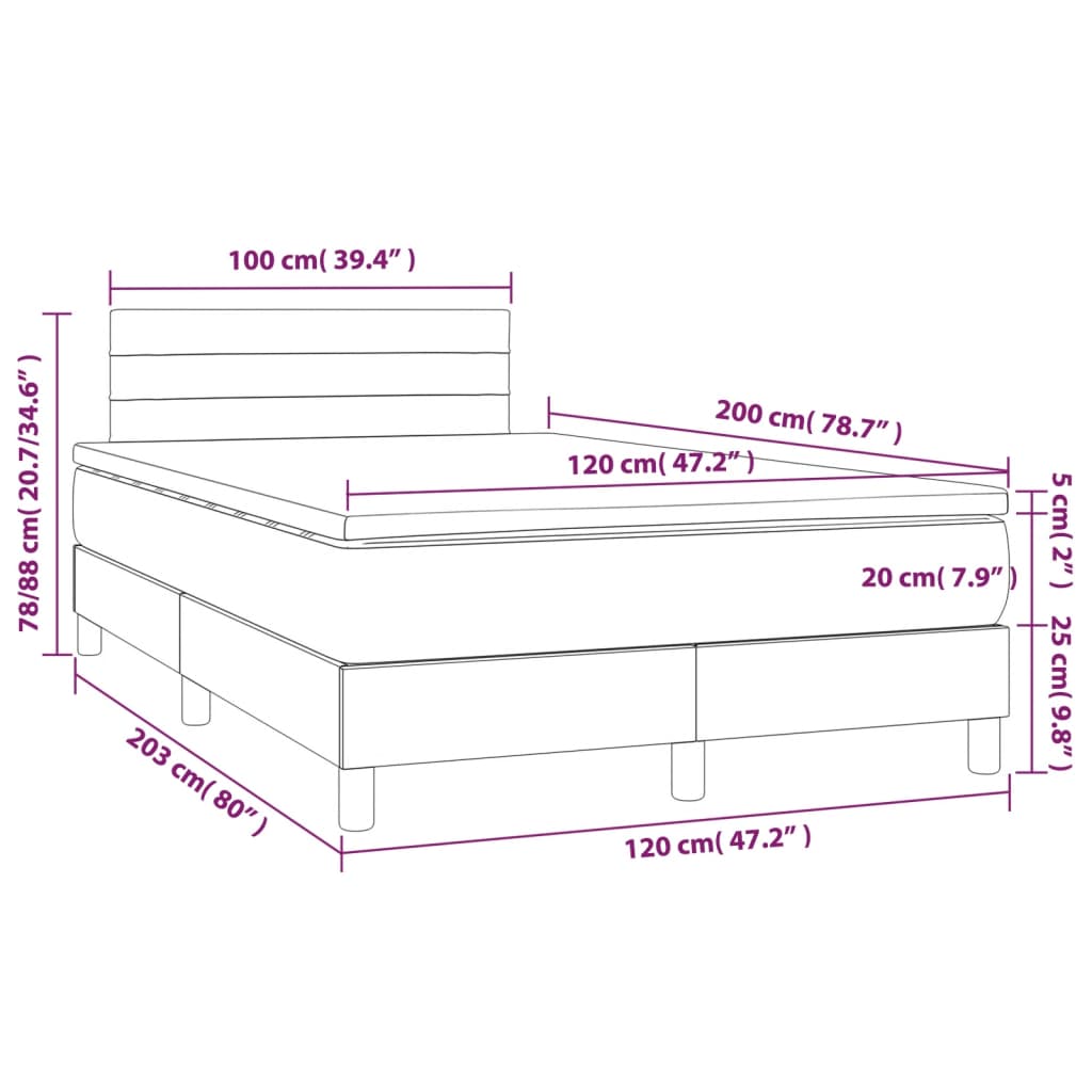 Box Spring Postel S Matrací A Led Samet Tmavě Šedá