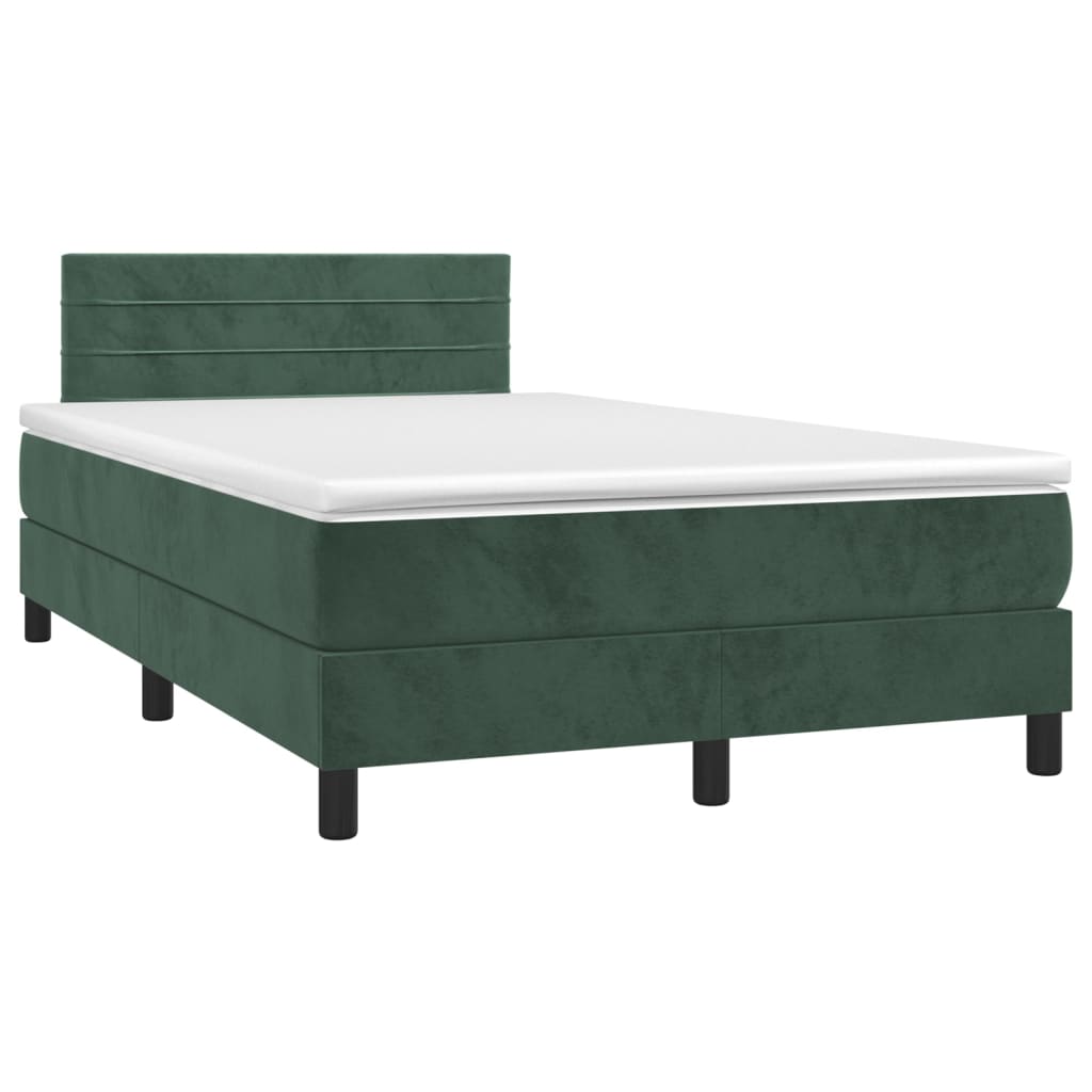 Box Spring Postel S Matrací A Led Tmavě Zelená 120X200 Cm Samet