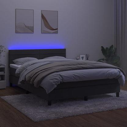 Box Spring Postel S Matrací A Led Samet Tmavě Šedá