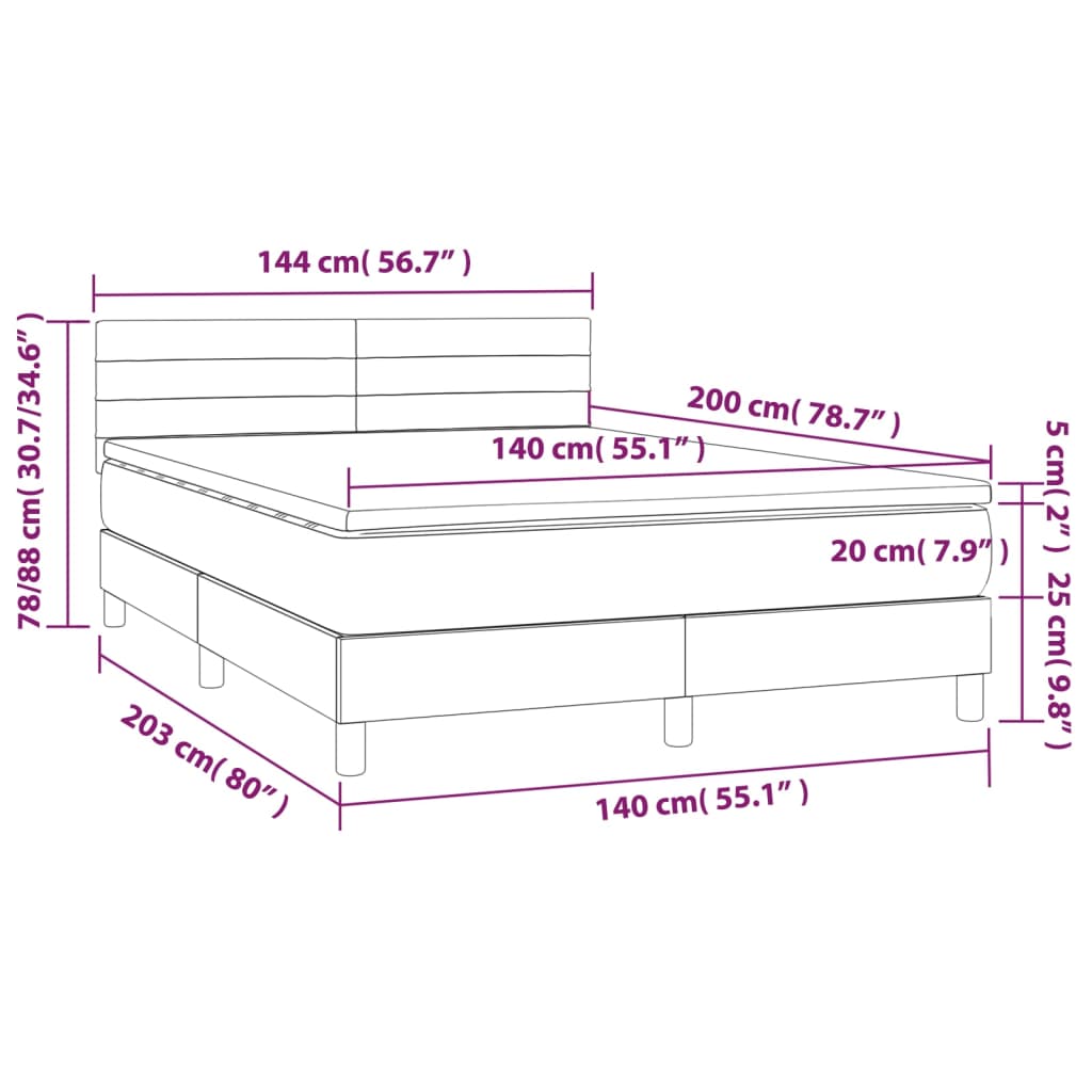 Box Spring Postel S Matrací A Led Samet Tmavě Šedá