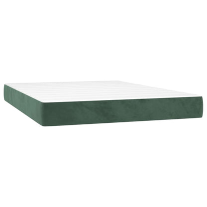 Box Spring Postel S Matrací A Led Tmavě Zelená 140X200 Cm Samet