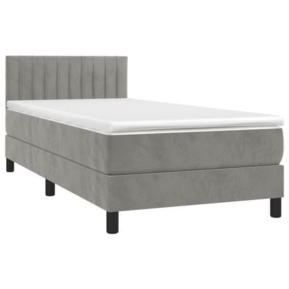 Box Spring Postel S Matrací A Led Světle Šedá 80 X 200 Cm Samet
