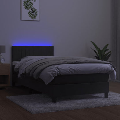 Box Spring Postel S Matrací A Led Tmavě Šedá 80 X 200 Cm Samet