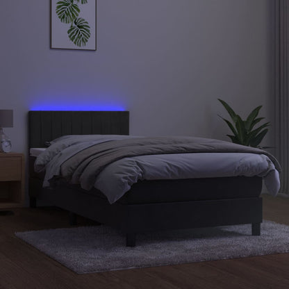 Box Spring Postel S Matrací A Led Tmavě Šedá 90X190 Cm Samet