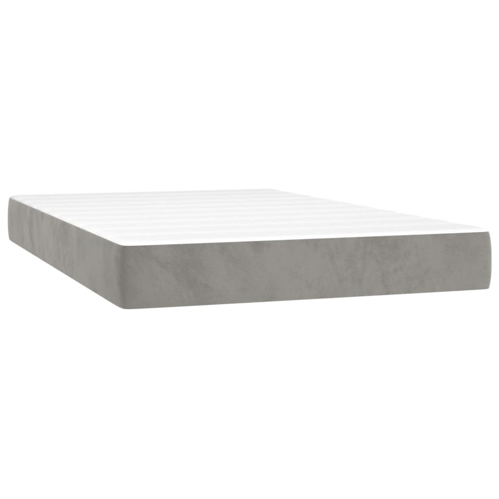 Box Spring Postel S Matrací A Led Světle Šedá 120X200 Cm Samet
