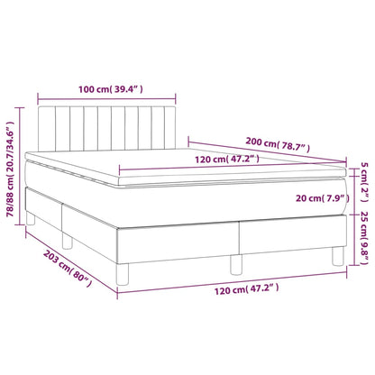 Box Spring Postel S Matrací A Led Tmavě Šedá 120X200 Cm Samet