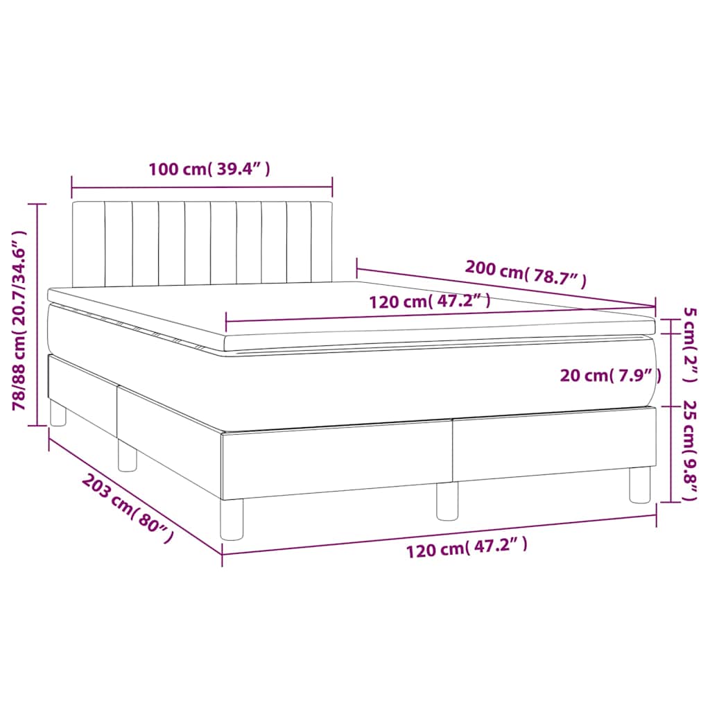 Box Spring Postel S Matrací A Led Tmavě Zelená 120X200 Cm Samet