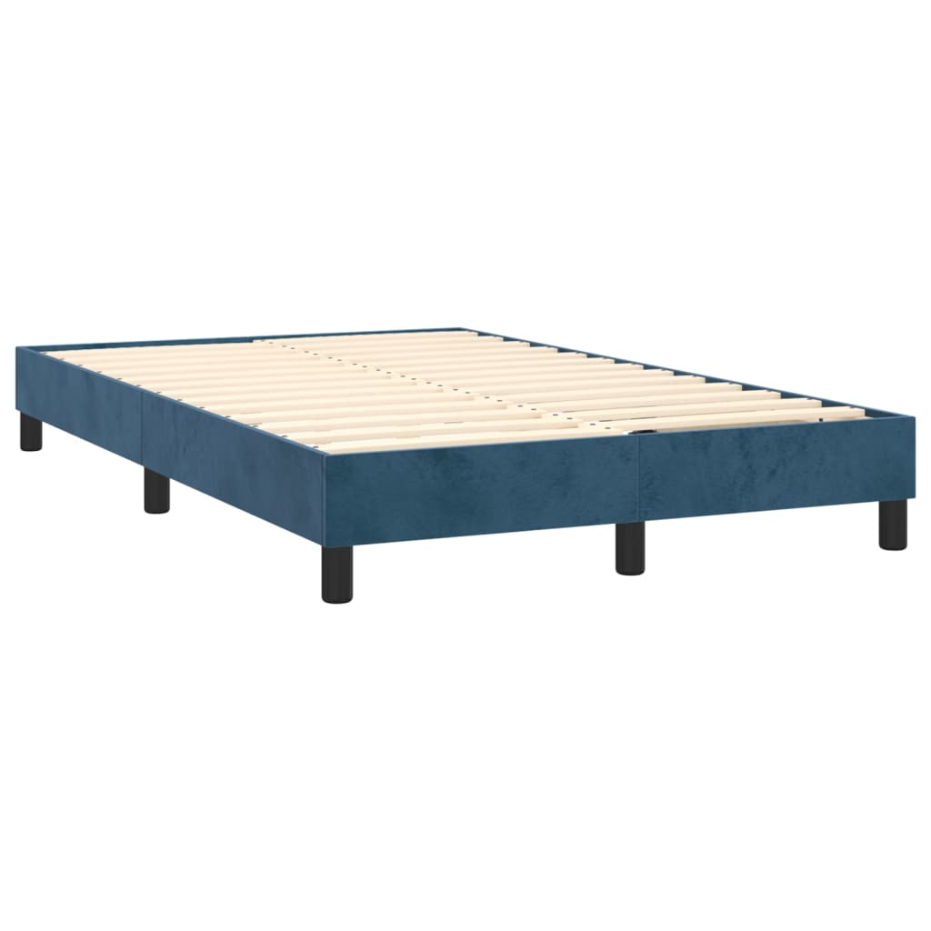 Box Spring Postel S Matrací A Led Tmavě Modrá 120X200 Cm Samet