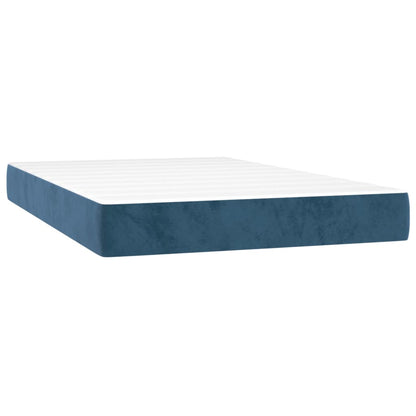 Box Spring Postel S Matrací A Led Tmavě Modrá 120X200 Cm Samet