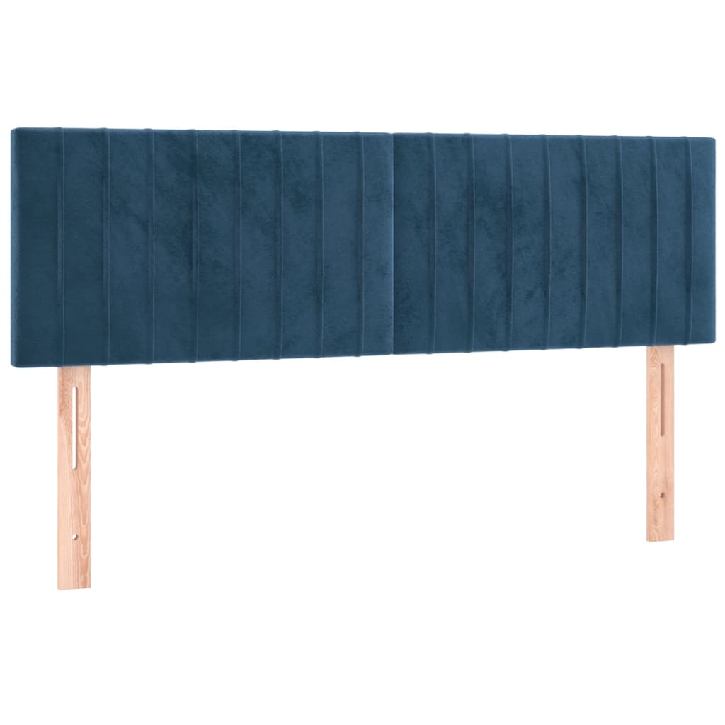 Box Spring Postel S Matrací A Led Tmavě Modrá 140X190 Cm Samet