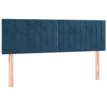 Box Spring Postel S Matrací A Led Tmavě Modrá 140X190 Cm Samet