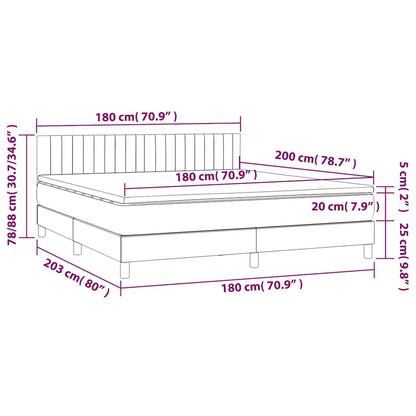 Box Spring Postel S Matrací A Led Černá 180X200 Cm Samet