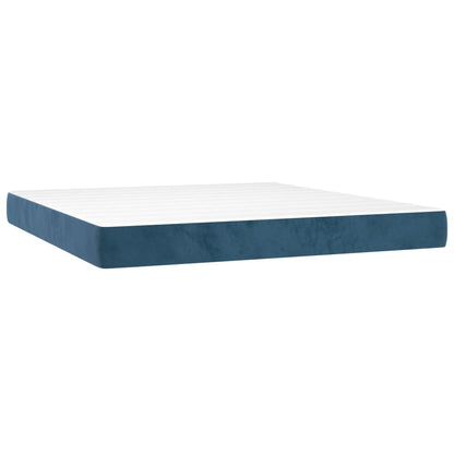 Box Spring Postel S Matrací A Led Tmavě Modrá 180X200 Cm Samet