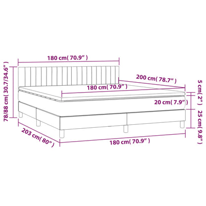 Box Spring Postel S Matrací A Led Tmavě Modrá 180X200 Cm Samet