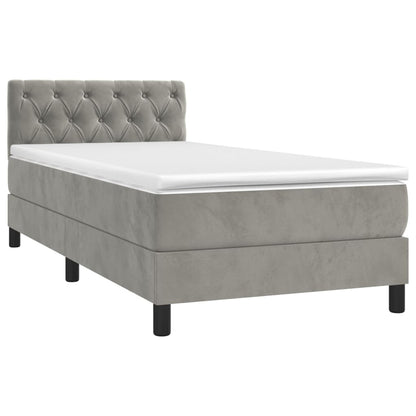 Box Spring Postel S Matrací A Led Světle Šedá 80 X 200 Cm Samet