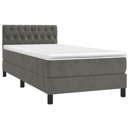 Box Spring Postel S Matrací A Led Samet Tmavě Šedá