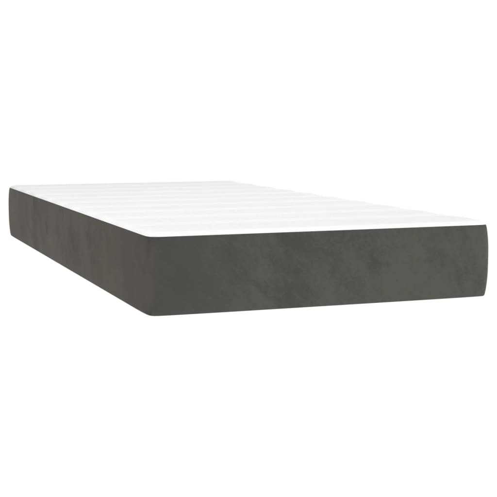Box Spring Postel S Matrací A Led Samet Tmavě Šedá