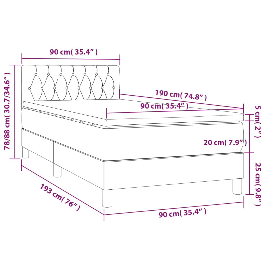 Box Spring Postel S Matrací A Led Samet Tmavě Šedá