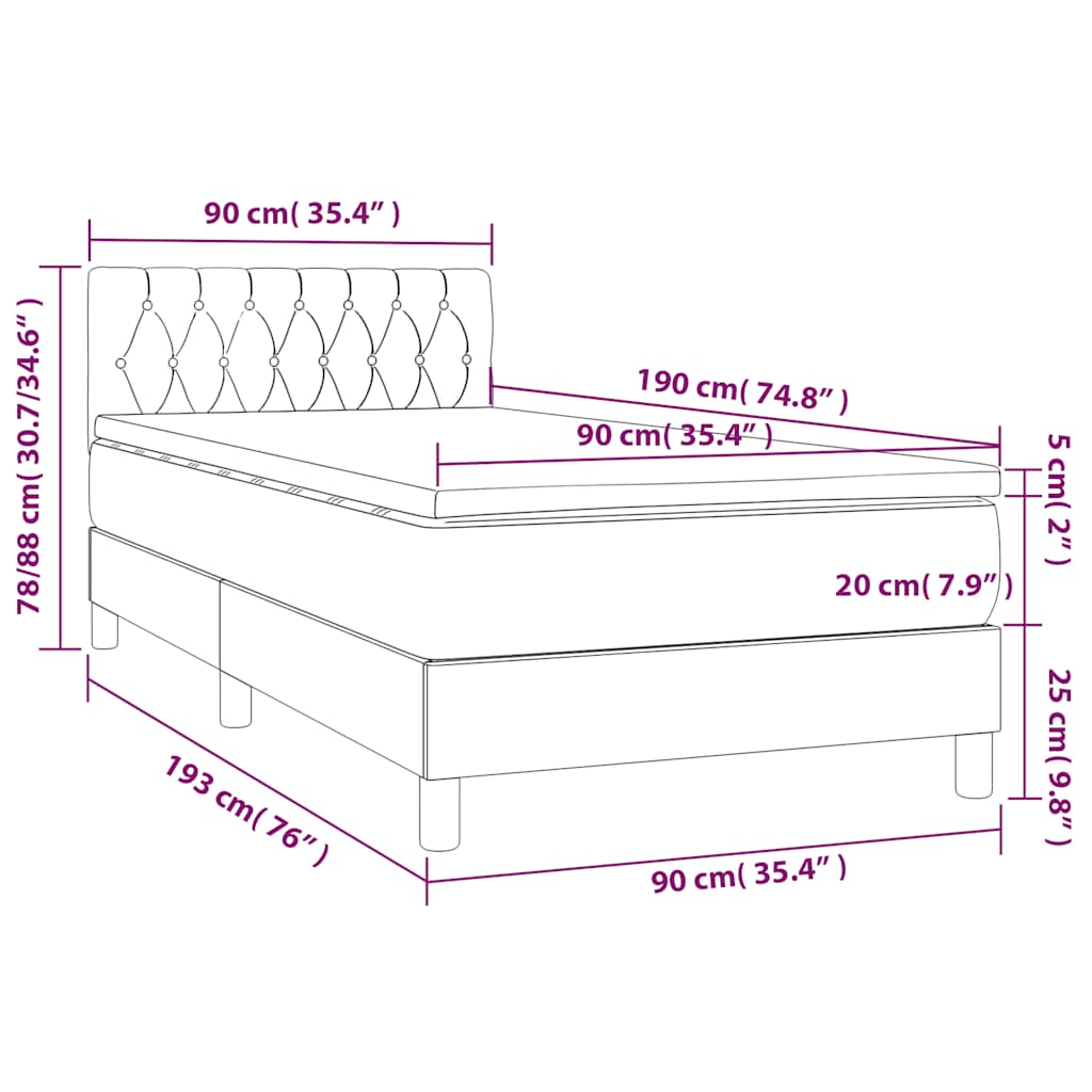 Box Spring Postel S Matrací A Led Tmavě Zelená 90X190 Cm Samet