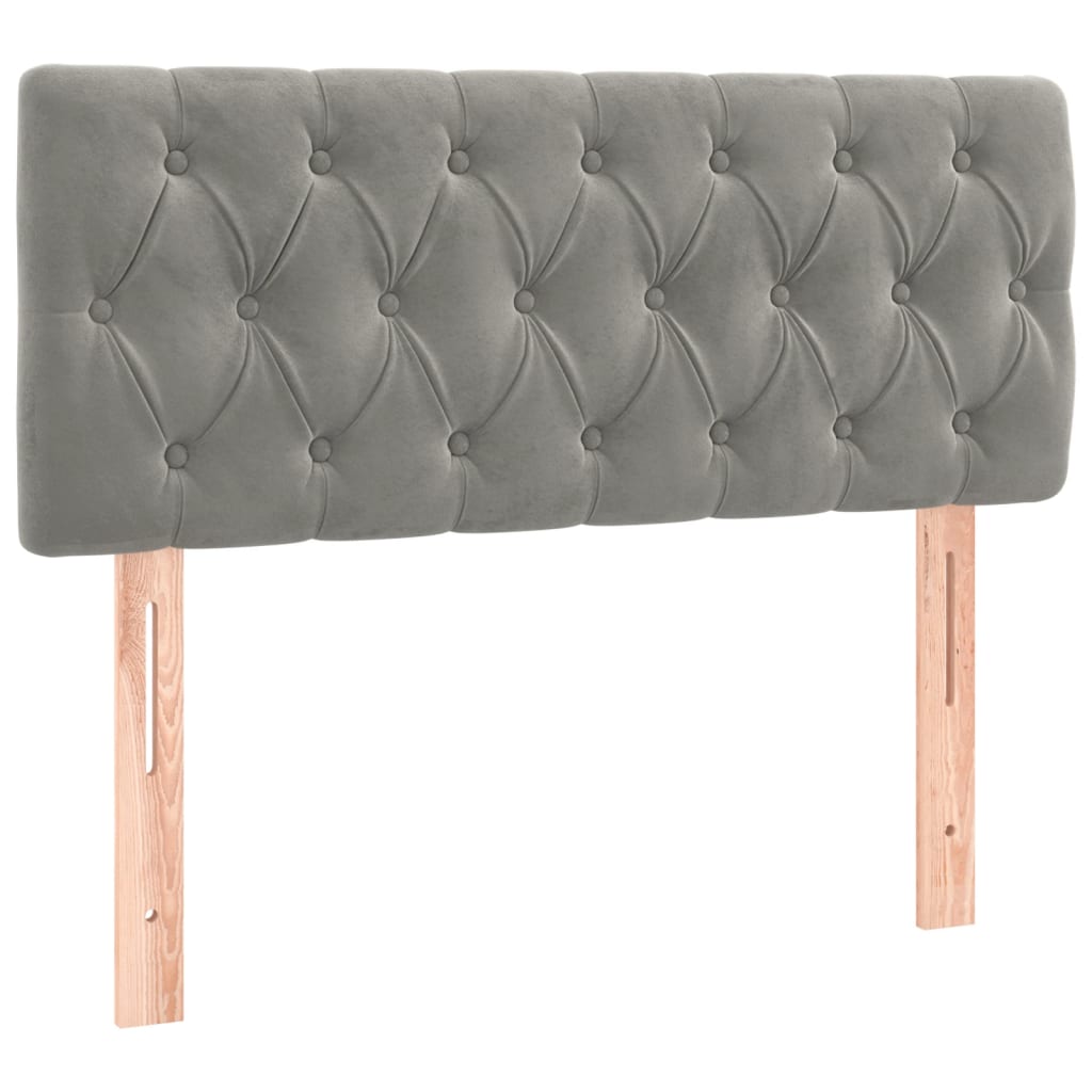 Box Spring Postel S Matrací A Led Světle Šedá 90X200 Cm Samet