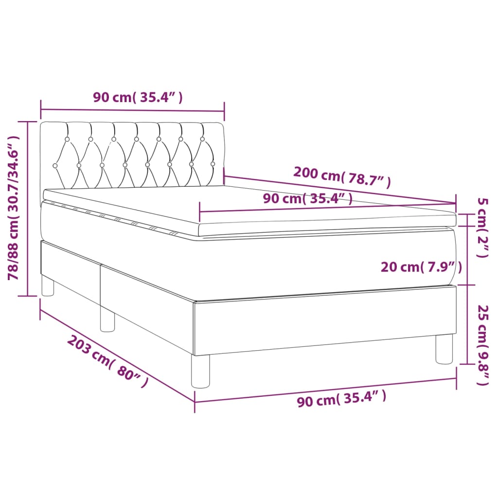 Box Spring Postel S Matrací A Led Samet Tmavě Šedá