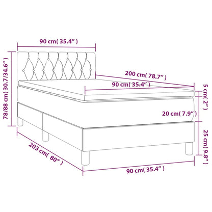 Box Spring Postel S Matrací A Led Růžová 90X200 Cm Samet
