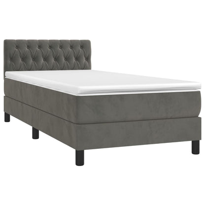Box Spring Postel S Matrací A Led Samet Tmavě Šedá